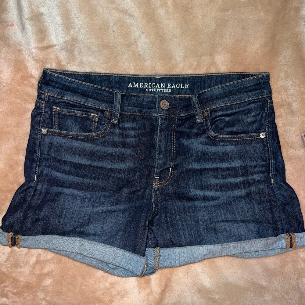 American Eagle Midi Dark Wash Jean Shorts